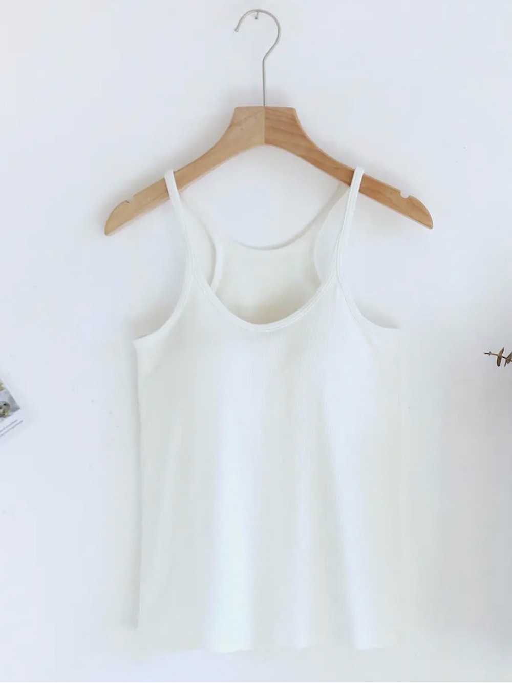 Women's White Ribbed Spaghetti Strap Tank Top